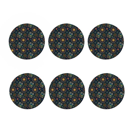 Bohemian Owl Pattern Print Coaster Set