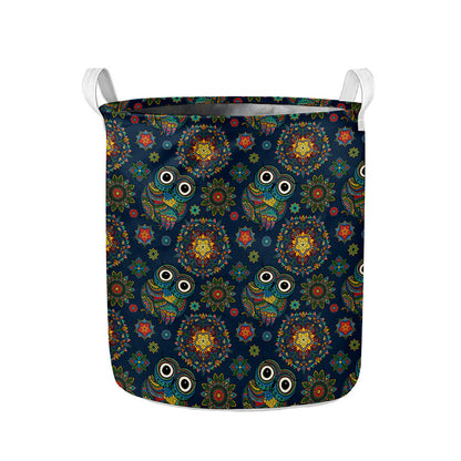 Bohemian Owl Pattern Print Collapsible Laundry Basket