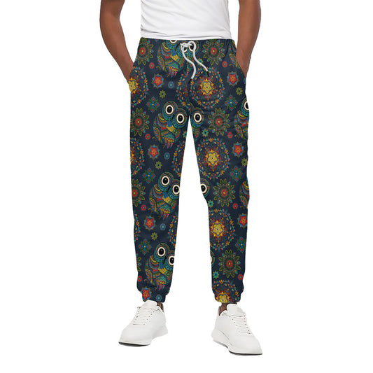 Bohemian Owl Pattern Print Cotton Pants