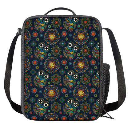 Bohemian Owl Pattern Print Crossbody Lunch Bag