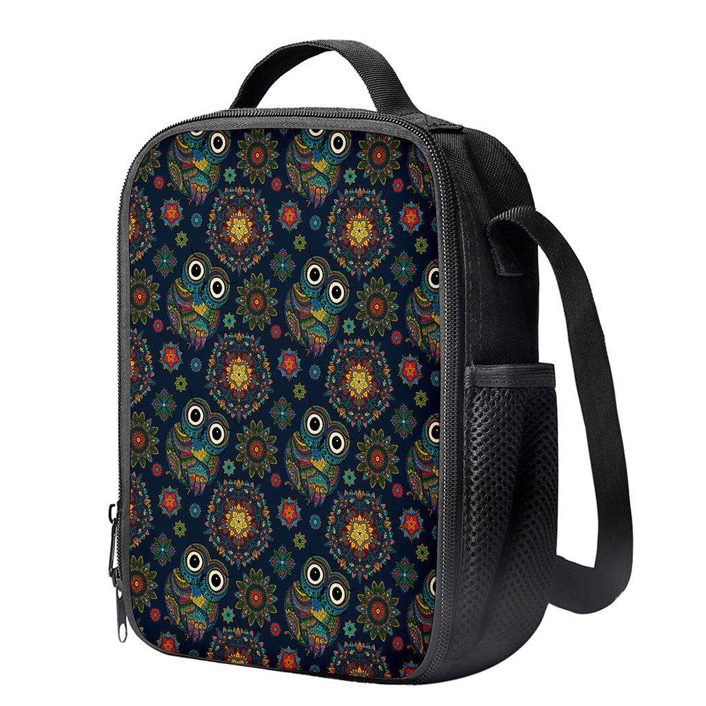 Bohemian Owl Pattern Print Crossbody Lunch Bag