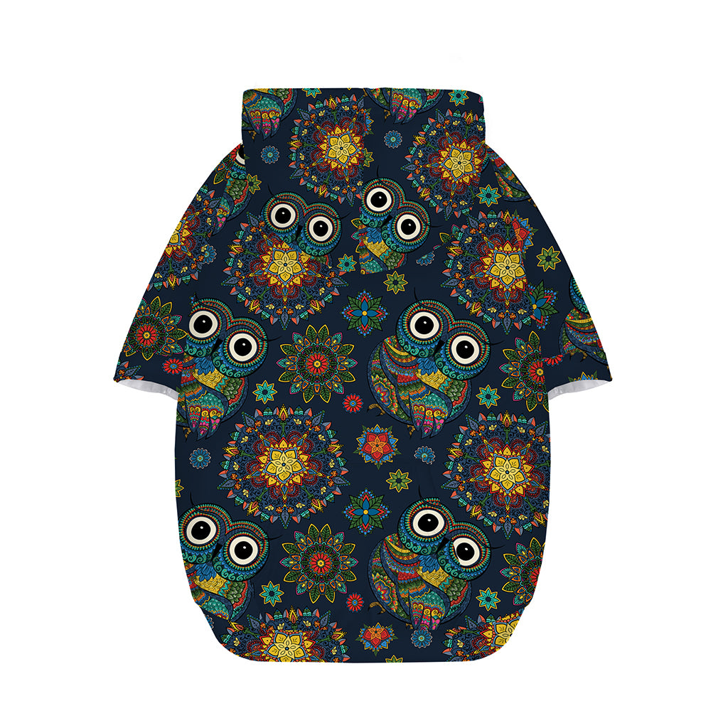 Bohemian Owl Pattern Print Dog Zip Up Hoodie