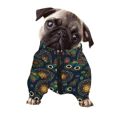 Bohemian Owl Pattern Print Dog Zip Up Jacket