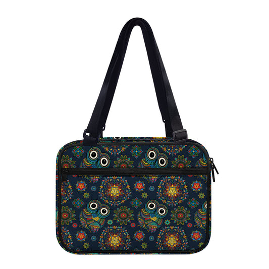 Bohemian Owl Pattern Print Double Strap Bible Bag