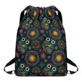 Bohemian Owl Pattern Print Drawstring Backpack