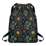 Bohemian Owl Pattern Print Drawstring Backpack