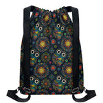 Bohemian Owl Pattern Print Drawstring Backpack
