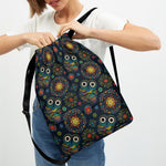 Bohemian Owl Pattern Print Drawstring Backpack