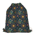 Bohemian Owl Pattern Print Drawstring Bag