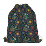 Bohemian Owl Pattern Print Drawstring Bag
