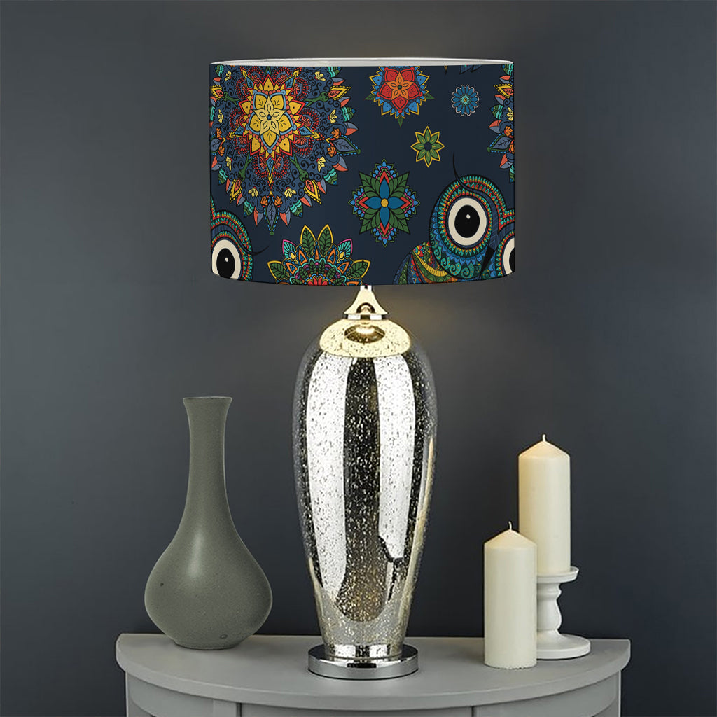Bohemian Owl Pattern Print Drum Lamp Shade