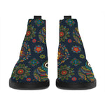 Bohemian Owl Pattern Print Flat Ankle Boots