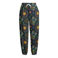 Bohemian Owl Pattern Print Fleece Lined Knit Pants