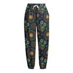 Bohemian Owl Pattern Print Fleece Lined Knit Pants