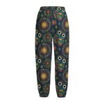 Bohemian Owl Pattern Print Fleece Lined Knit Pants