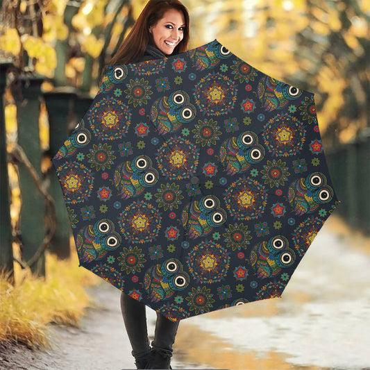 Bohemian Owl Pattern Print Foldable Umbrella