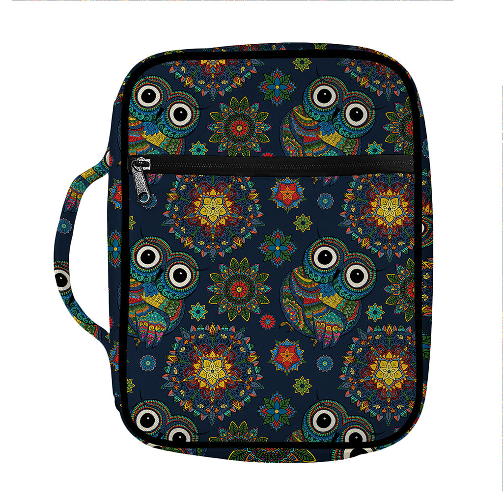 Bohemian Owl Pattern Print Front Pocket Bible Bag