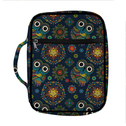 Bohemian Owl Pattern Print Front Pocket Bible Bag