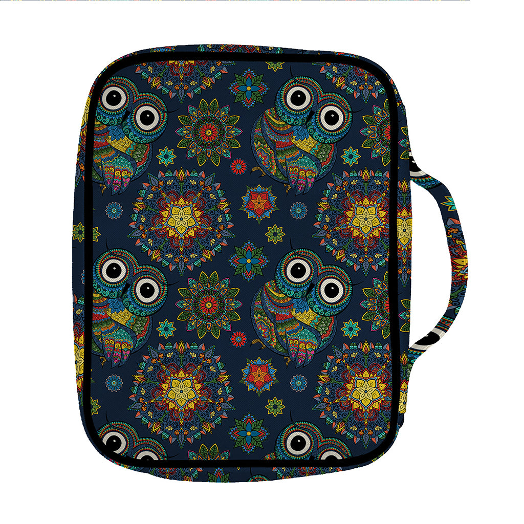 Bohemian Owl Pattern Print Front Pocket Bible Bag