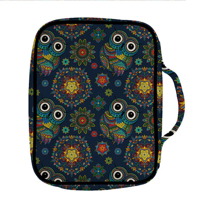 Bohemian Owl Pattern Print Front Pocket Bible Bag