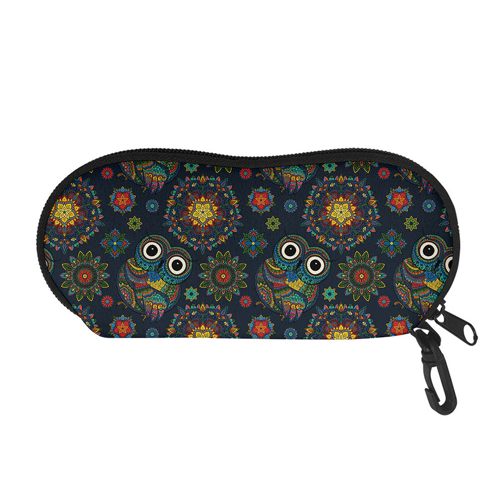 Bohemian Owl Pattern Print Glasses Case