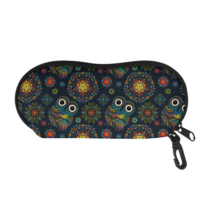 Bohemian Owl Pattern Print Glasses Case