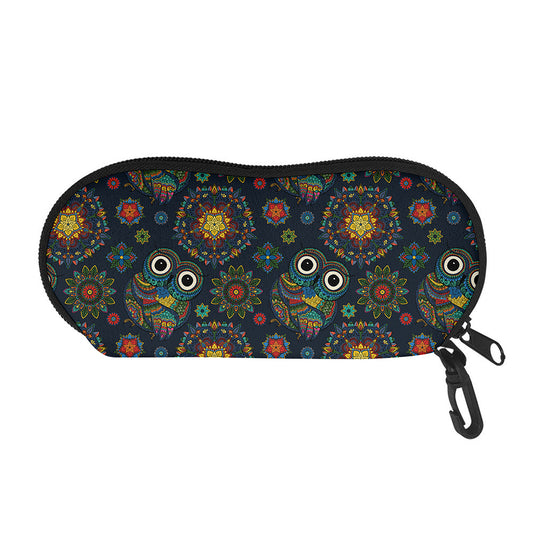 Bohemian Owl Pattern Print Glasses Case