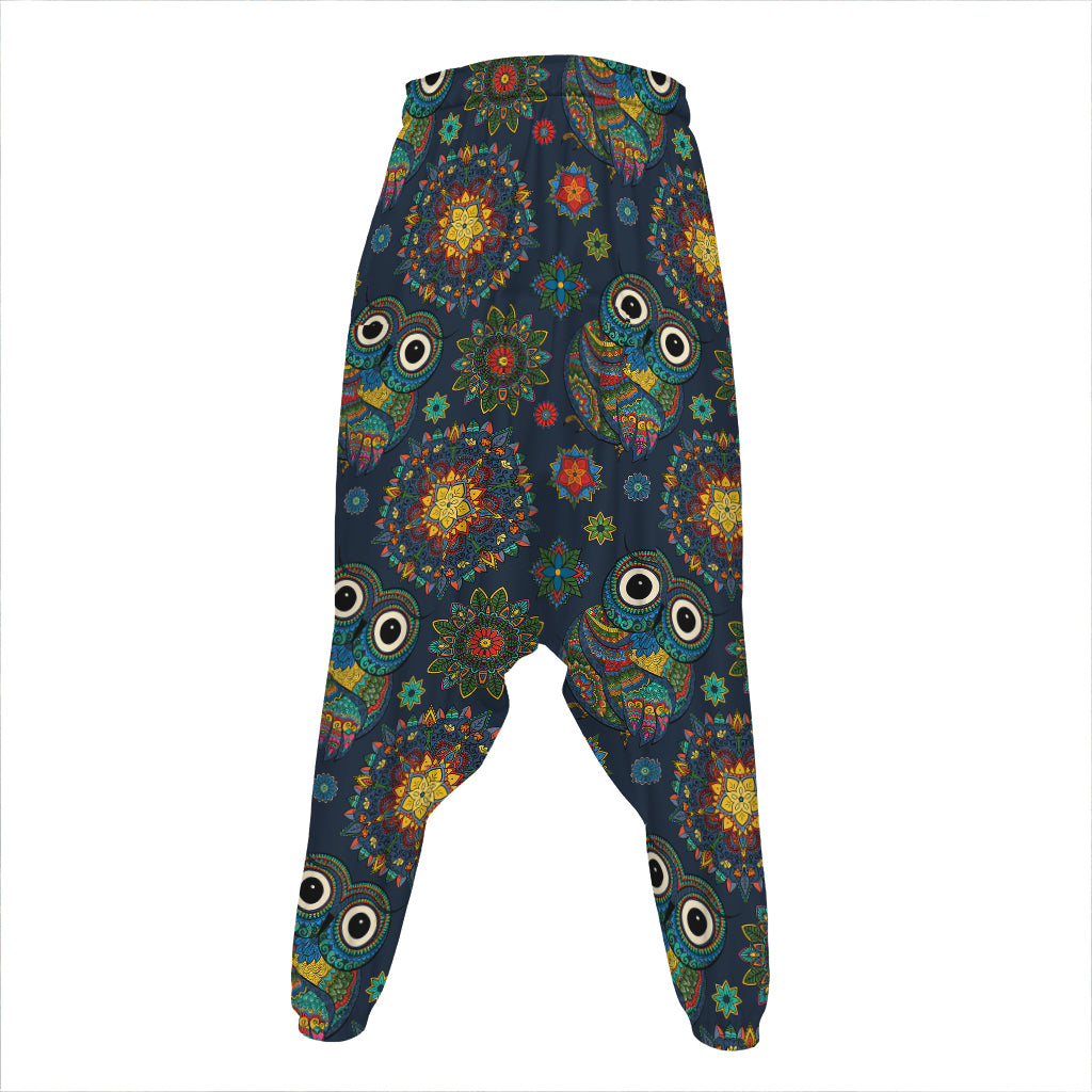 Bohemian Owl Pattern Print Hammer Pants