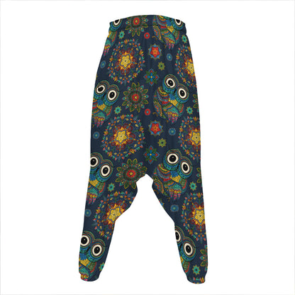 Bohemian Owl Pattern Print Hammer Pants