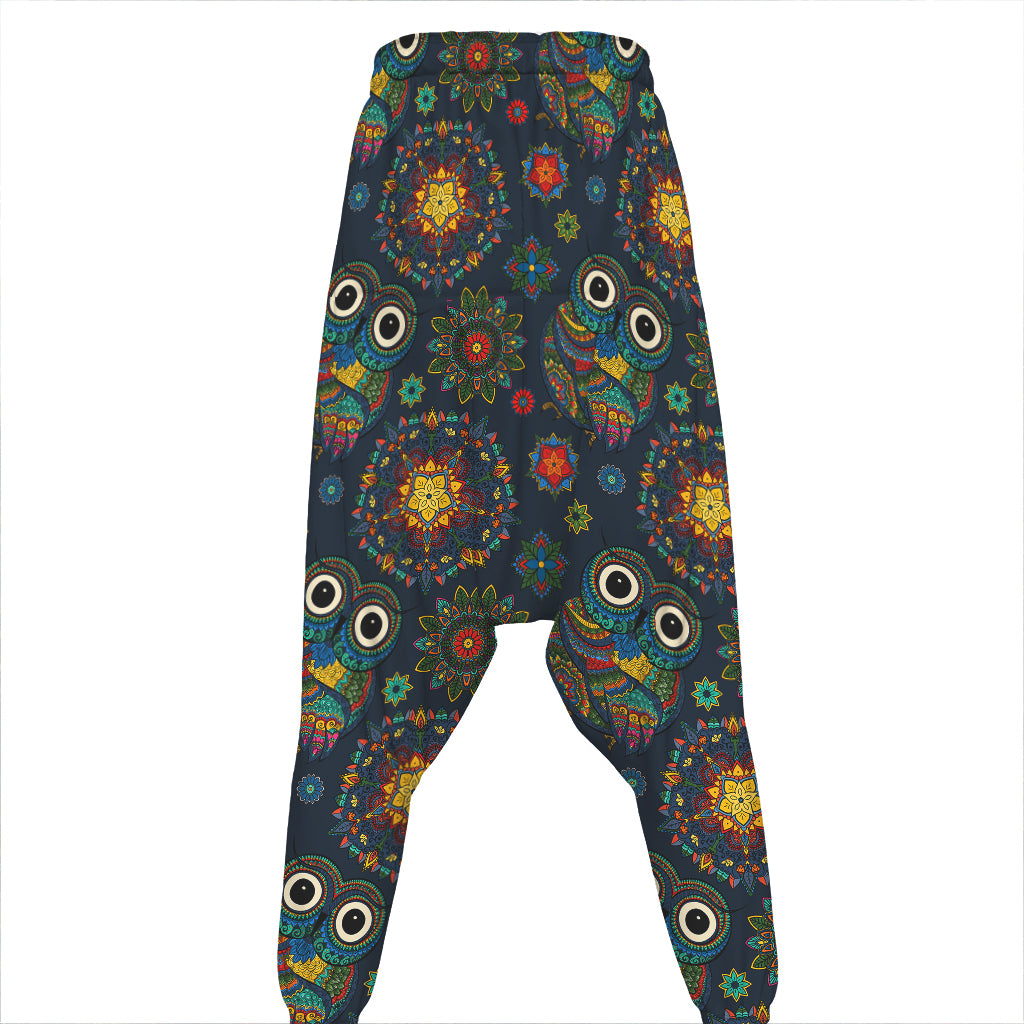 Bohemian Owl Pattern Print Hammer Pants