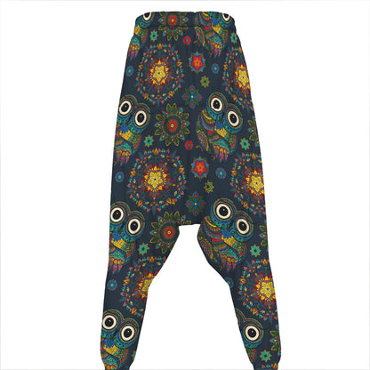 Bohemian Owl Pattern Print Hammer Pants