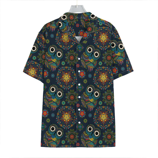 Bohemian Owl Pattern Print Hawaiian Shirt