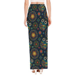 Bohemian Owl Pattern Print High Slit Maxi Skirt