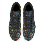 Bohemian Owl Pattern Print High Top Leather Sneakers