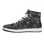 Bohemian Owl Pattern Print High Top Leather Sneakers