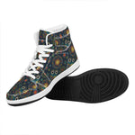 Bohemian Owl Pattern Print High Top Leather Sneakers