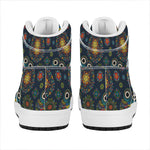 Bohemian Owl Pattern Print High Top Leather Sneakers