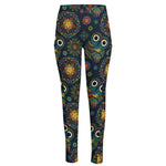 Bohemian Owl Pattern Print High-Waisted Pocket Leggings
