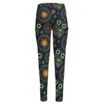 Bohemian Owl Pattern Print High-Waisted Pocket Leggings