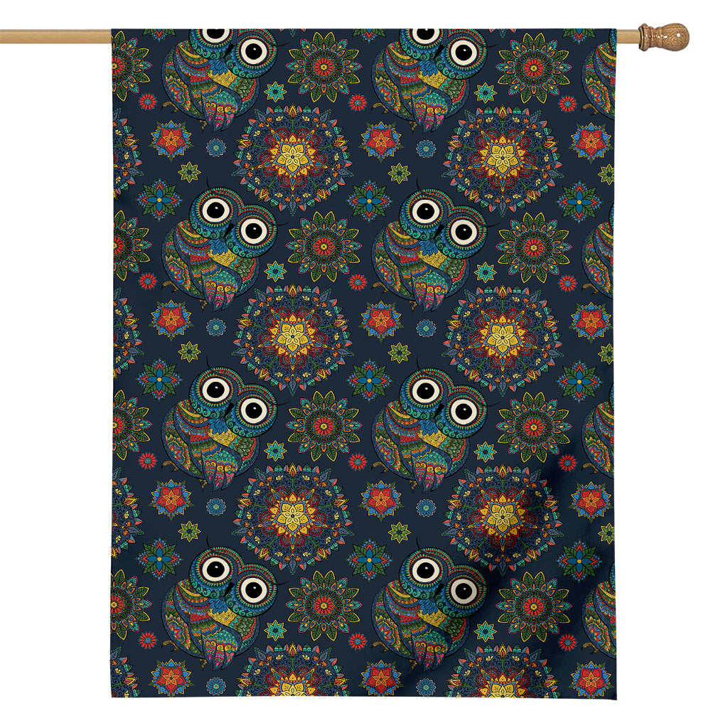 Bohemian Owl Pattern Print House Flag