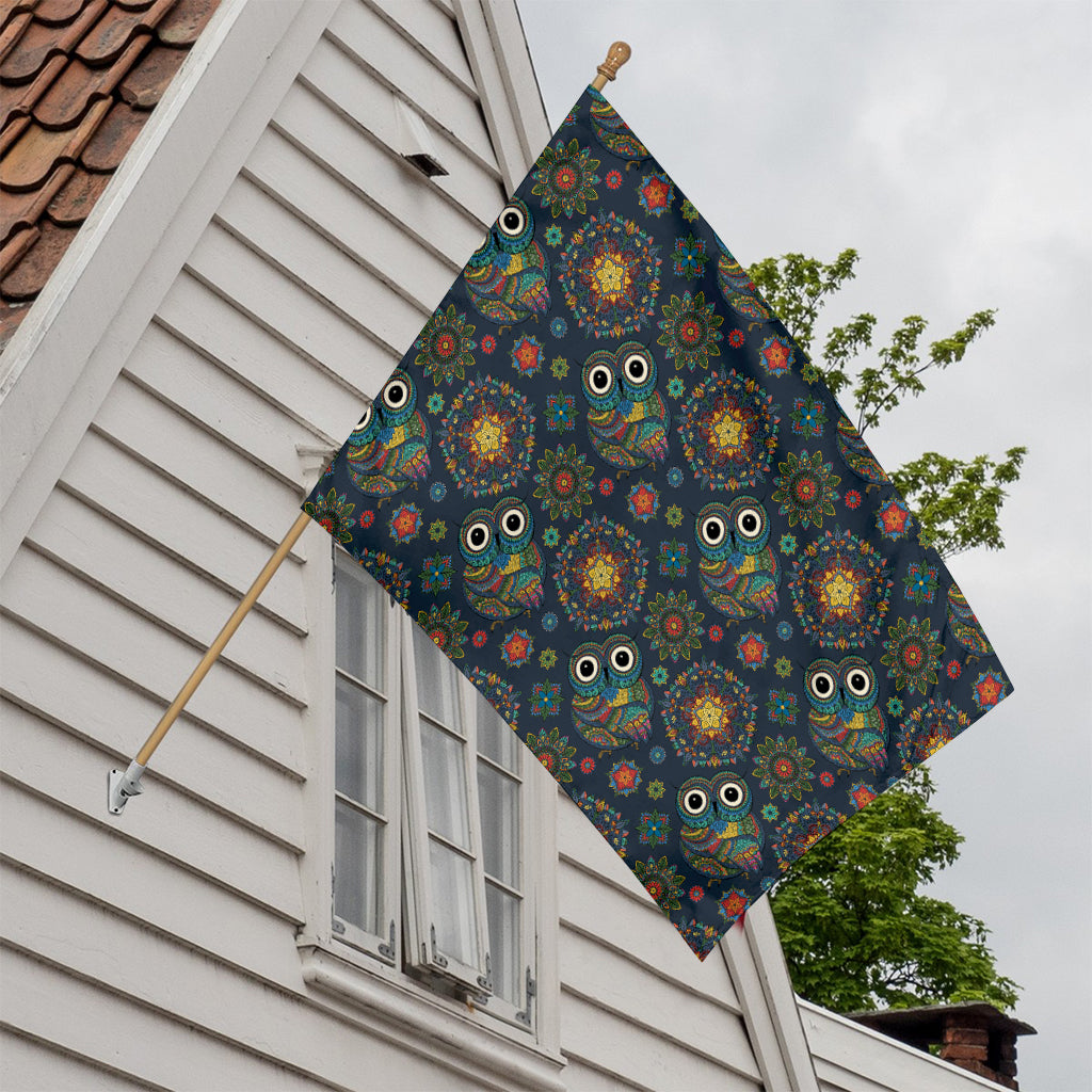 Bohemian Owl Pattern Print House Flag