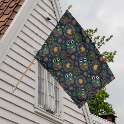 Bohemian Owl Pattern Print House Flag