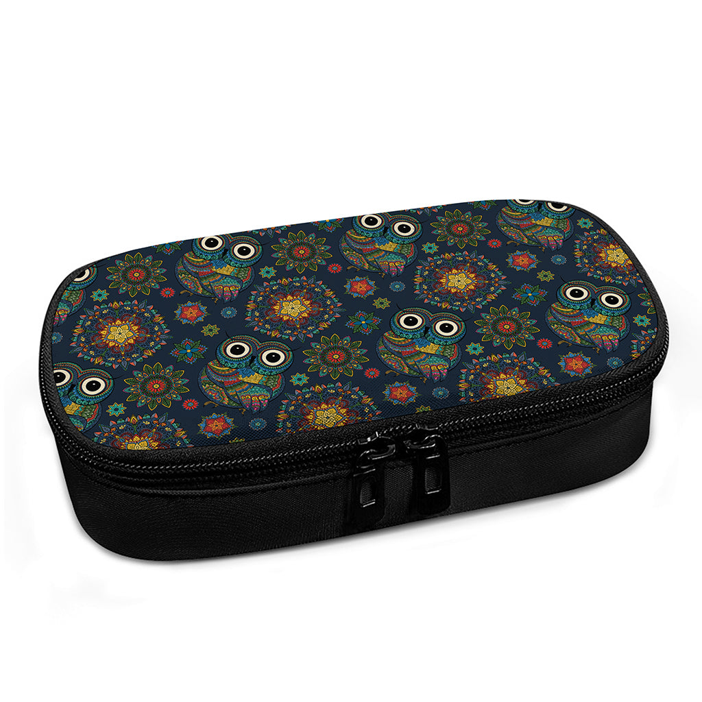 Bohemian Owl Pattern Print Insulin Cooler Travel Case
