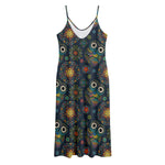 Bohemian Owl Pattern Print Jersey Midi Cami Dress