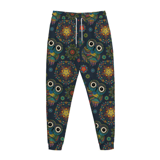 Bohemian Owl Pattern Print Jogger Pants
