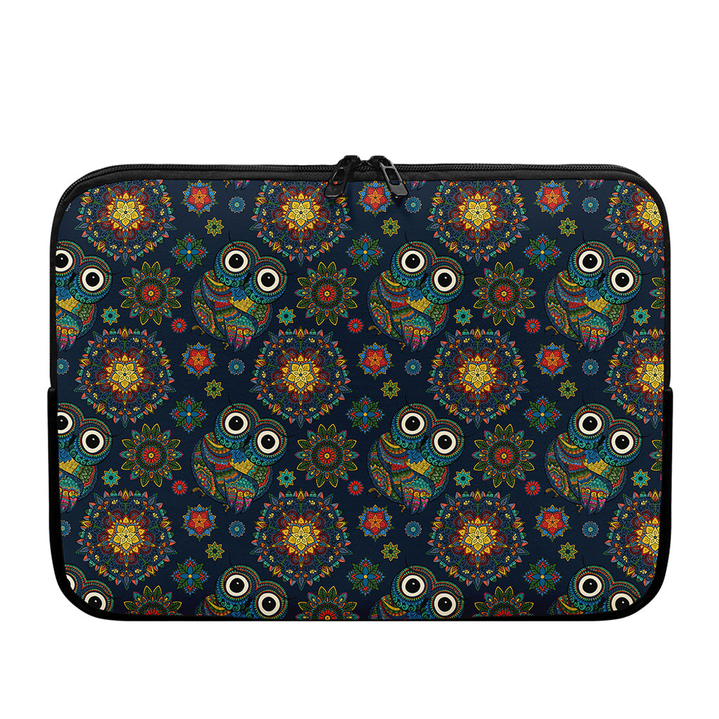 Bohemian Owl Pattern Print Laptop Sleeve