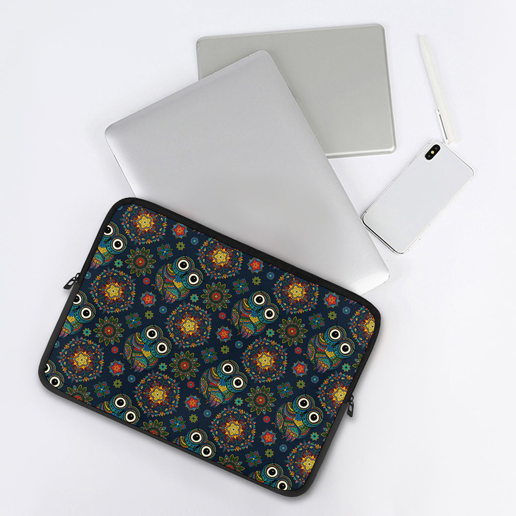 Bohemian Owl Pattern Print Laptop Sleeve