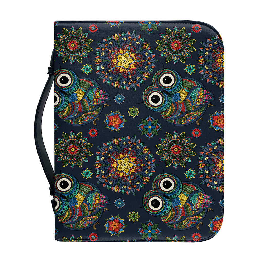 Bohemian Owl Pattern Print Leather Bible Cover