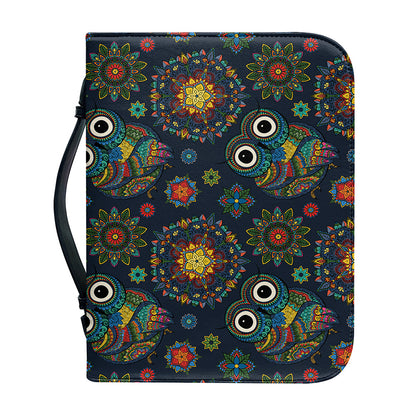 Bohemian Owl Pattern Print Leather Bible Cover