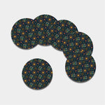 Bohemian Owl Pattern Print Leather Coaster Set